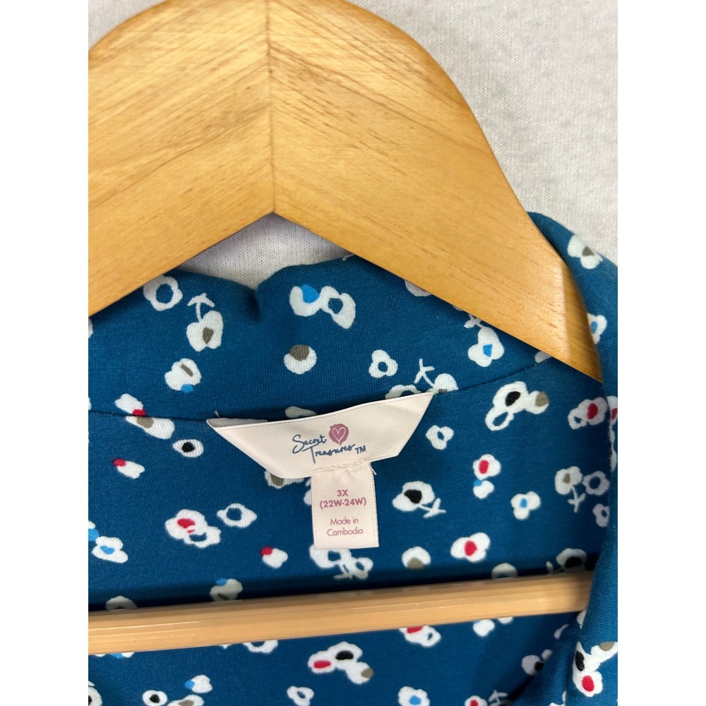 Floral Coziness Secret Treasures Womens 3X Blue Capri Pajama Set - Picture 4 of 13